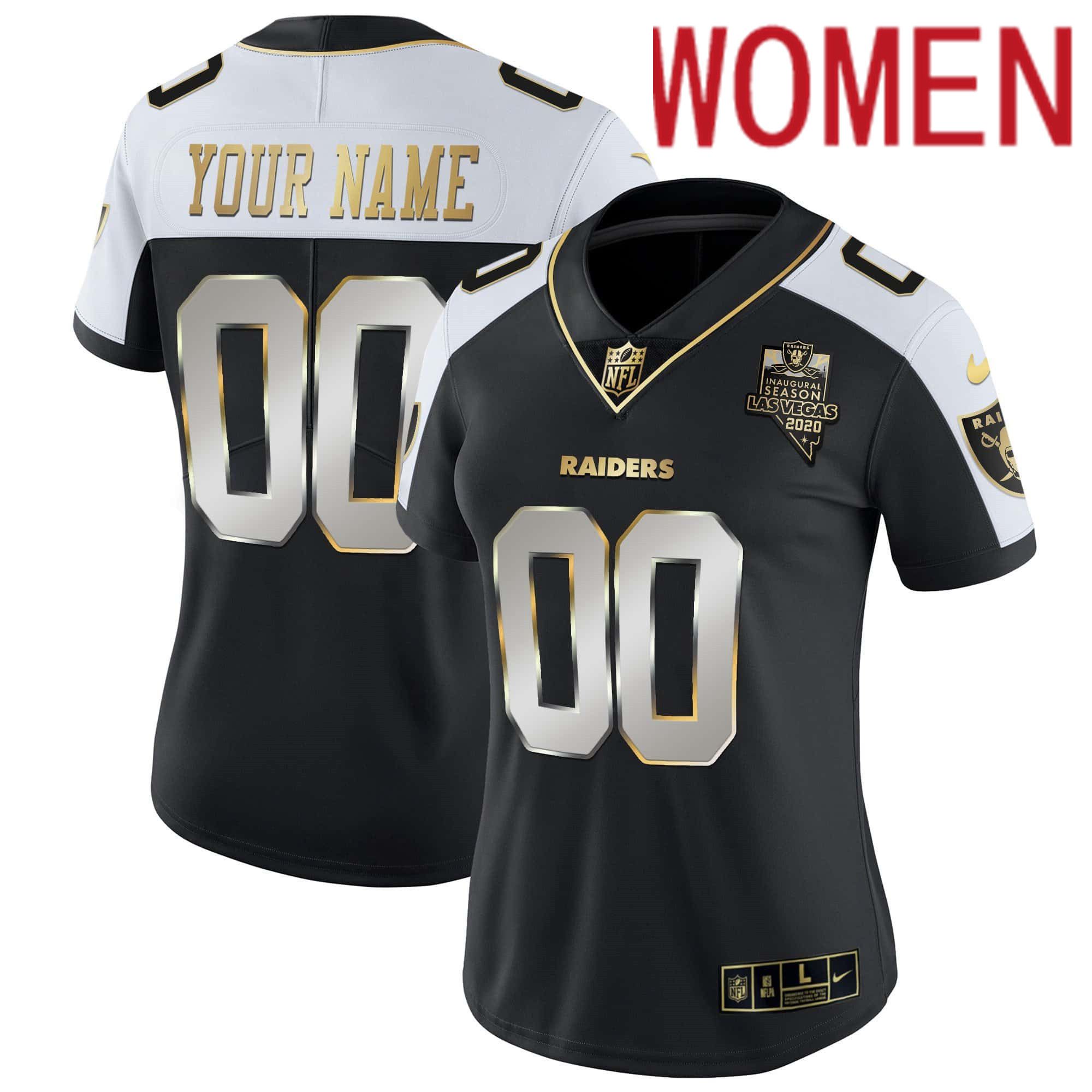 Women Oakland Raiders 2024 Nike Vapor Black Gold & Black Inverted Limited Custom NFL Jersey style 2->customized nfl jersey->Custom Jersey